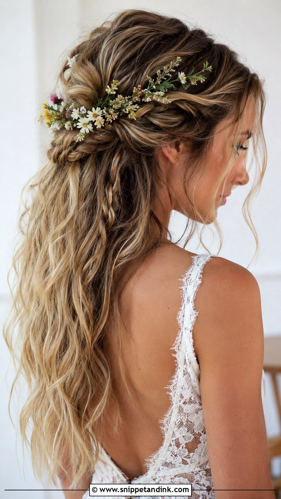 Bohemian Half Up Wedding Hair - Snippet and Ink - 20 Wedding Hair Long Down Ideas