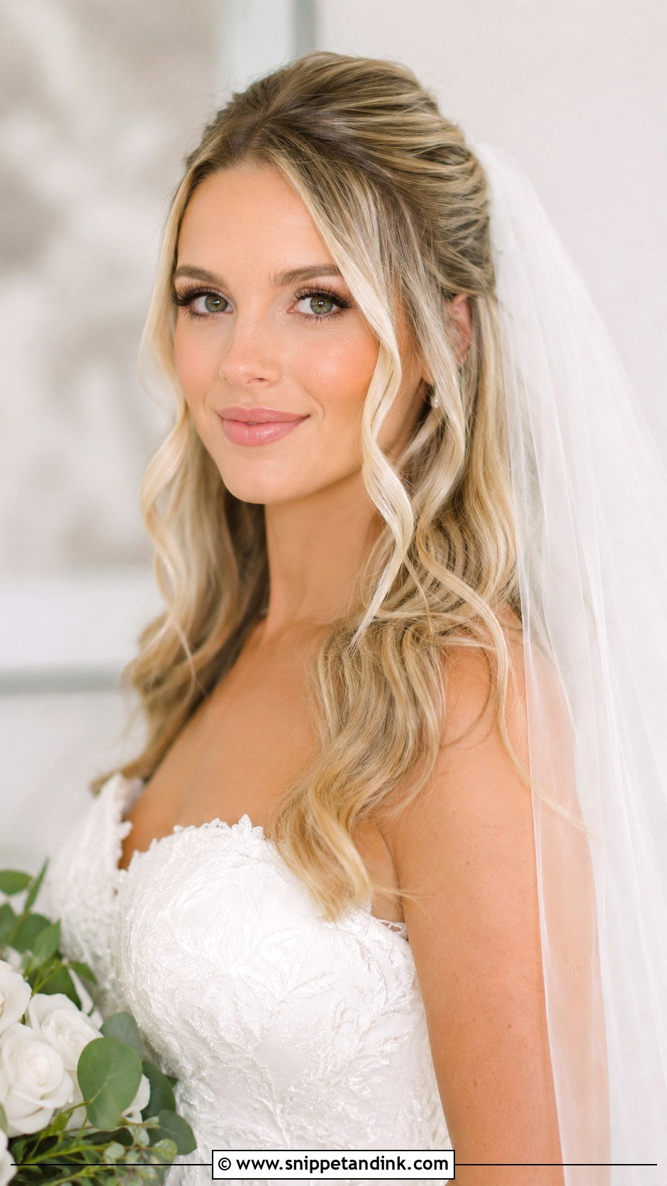 Bohemian Half Up With Loose Tendrils - Snippet and Ink - 25 Loose Half-Up Half-Down Wedding Hair Ideas