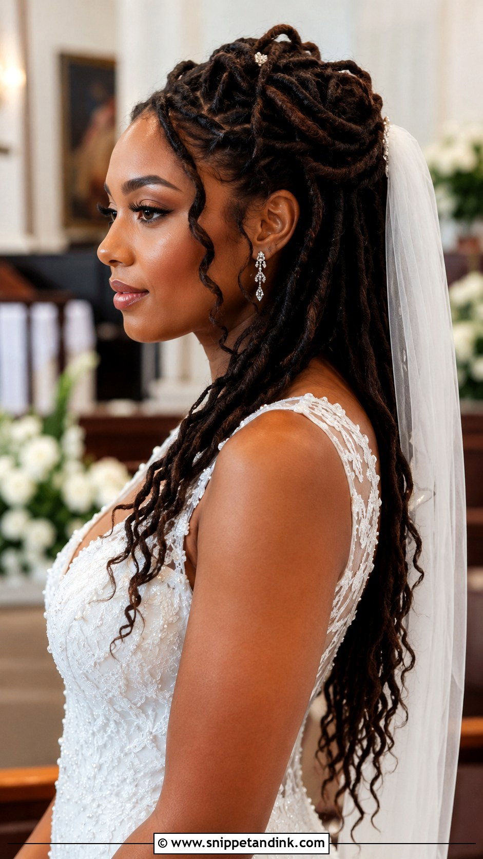 Bohemian Loc Crown Braid - Snippet and Ink - 30 Dreadlock Wedding Hairstyles