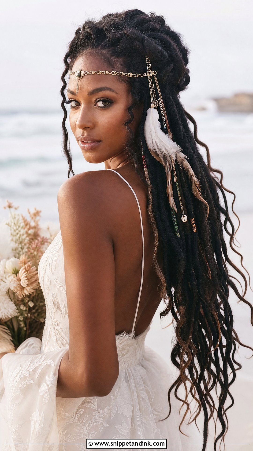 Bohemian Loc Goddess Style - Snippet and Ink - 25 Bridal Dreadlock Hairstyles