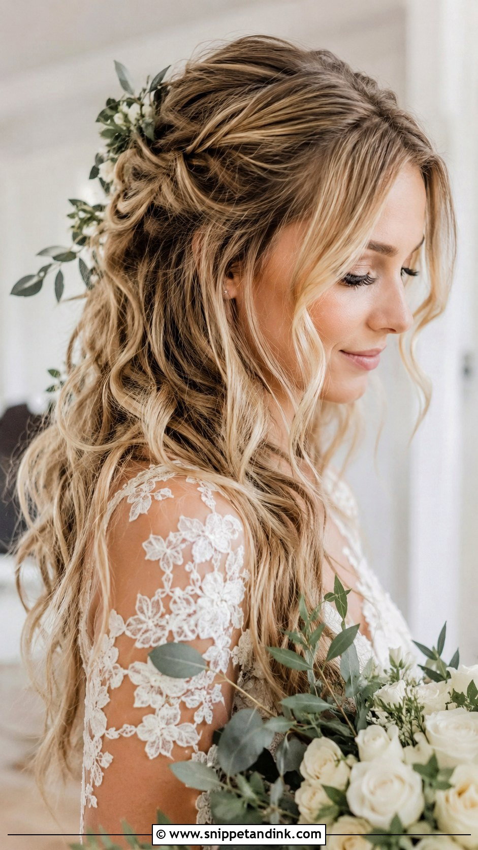 Bohemian Loose Curls Wedding Hairstyle - Snippet and Ink - 20 Loose Curls Wedding Hairstyles