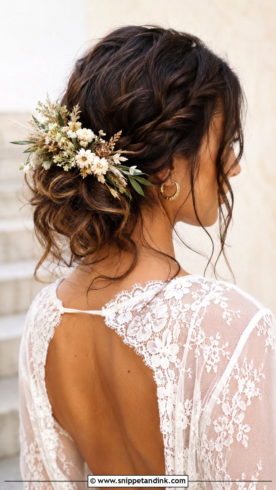 Bohemian Low Side Bun - Snippet and Ink - 20 Low Side Bun Wedding Hair Ideas