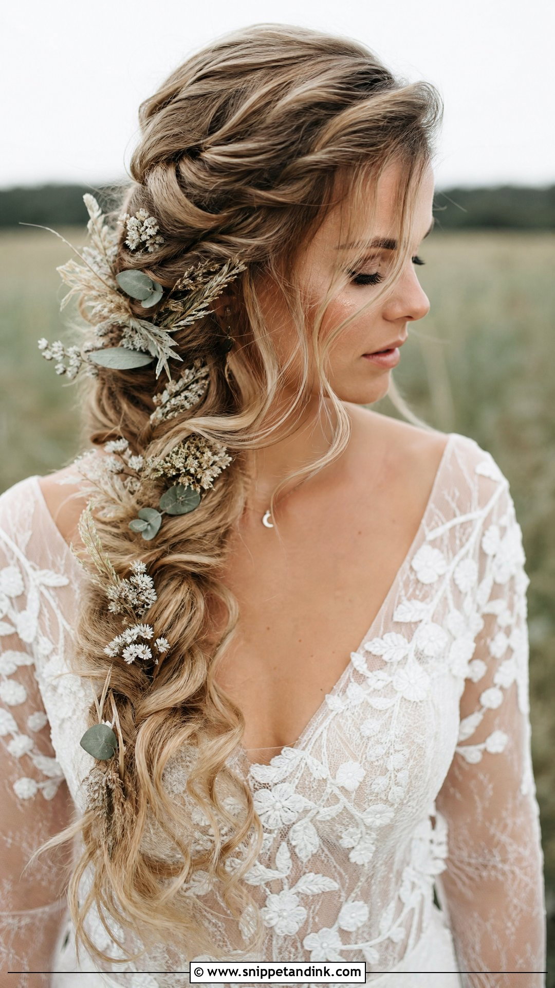 Bohemian Side Swept Hair - Snippet and Ink - 20 Bridal Hair One Side Pulled Back Ideas