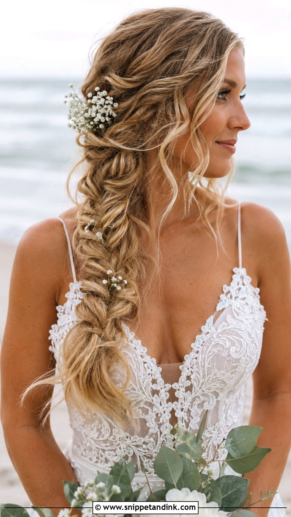 Bohemian Waves With Loose Braid - Snippet and Ink - 20 Natural Bridal Hair Ideas