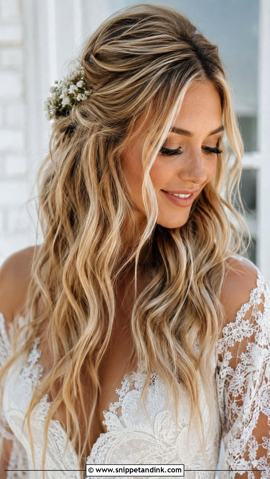 Boho Beach Waves Bridal Hair - Snippet and Ink - 20 Beach Waves Bridal Hair