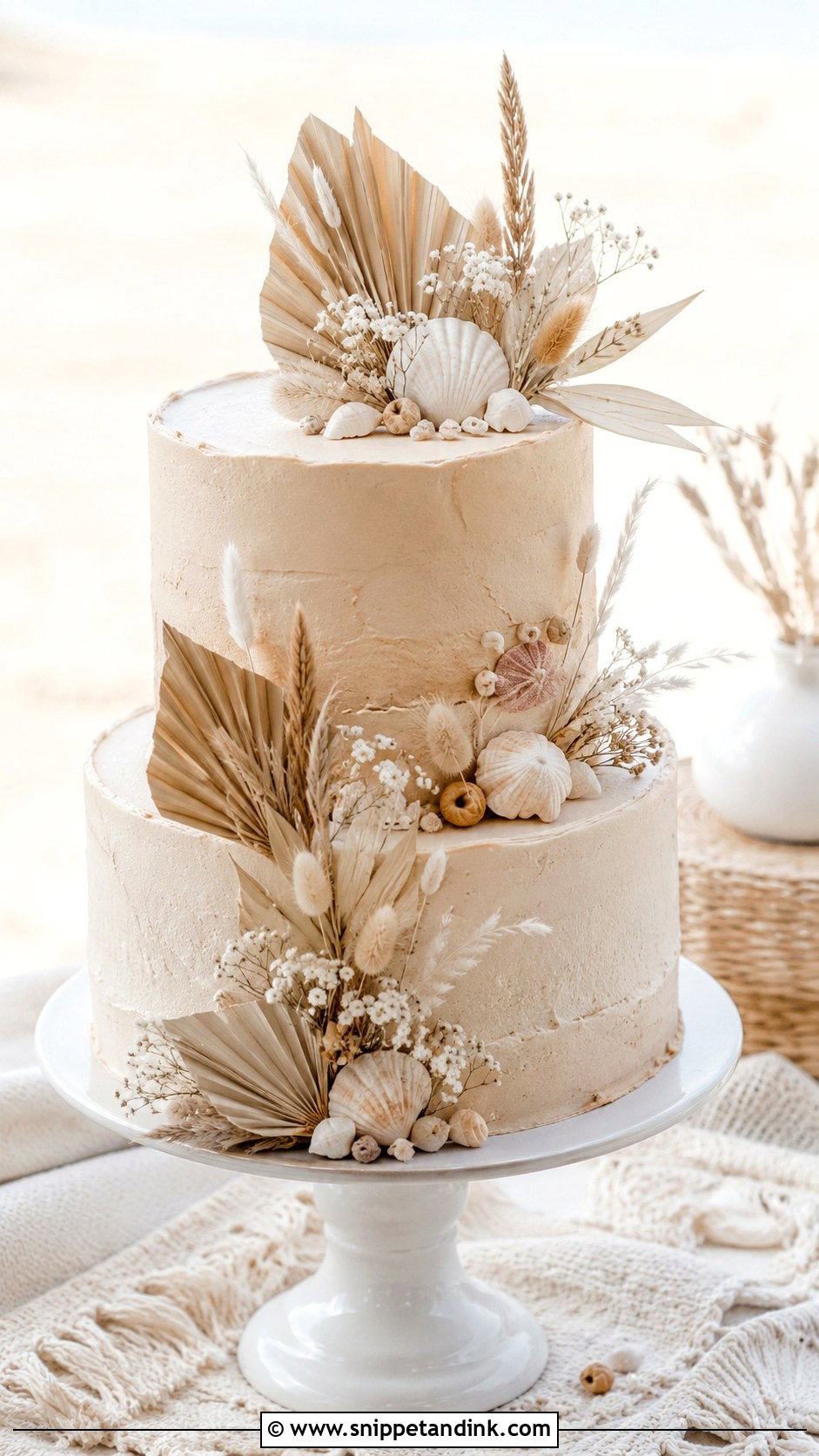 Boho Beach Wedding Cake - Snippet and Ink - 20 Bohemian Cake Ideas for Wedding
