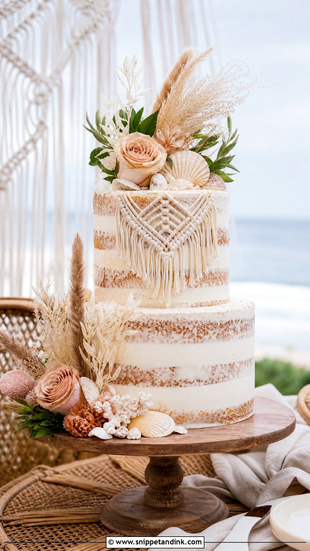 Boho Beach Wedding Cake - Snippet and Ink - 30 Beach Theme Cake Ideas for Wedding