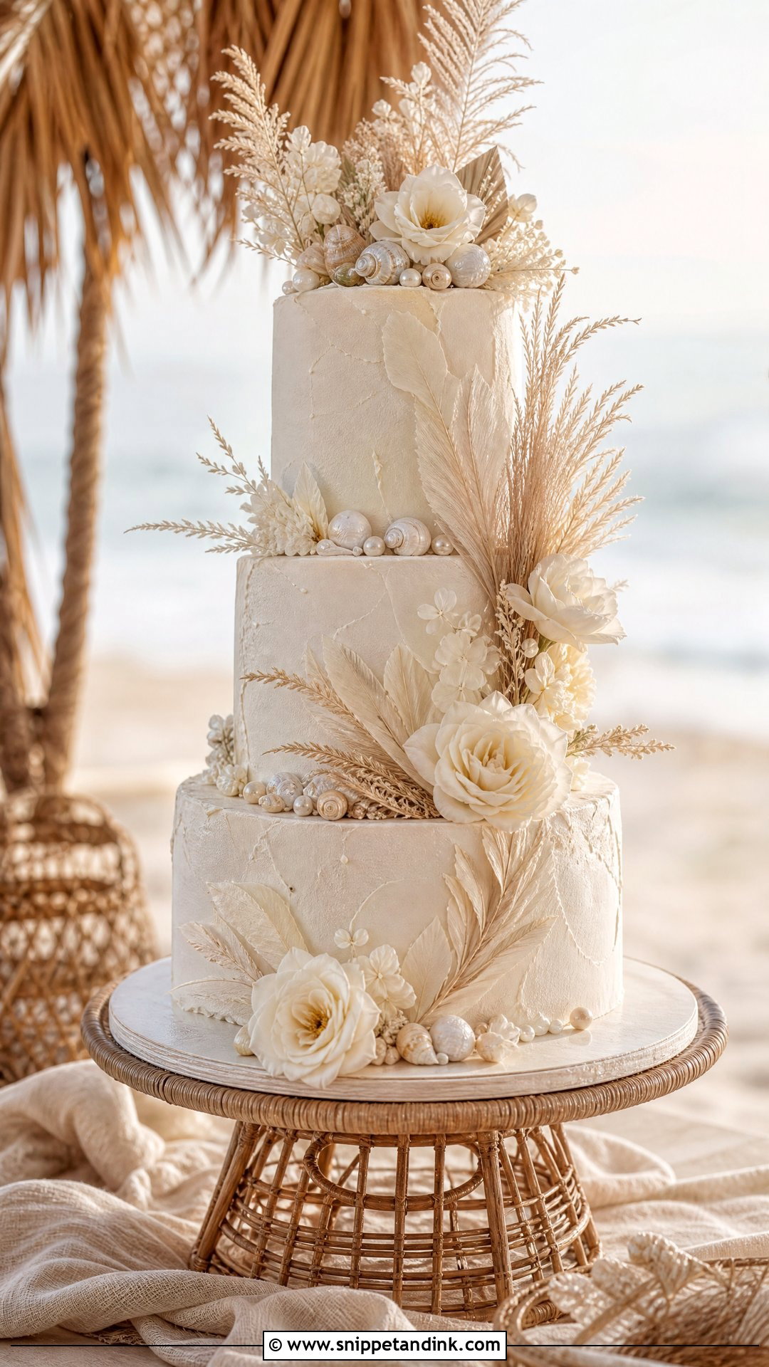 Boho Beach Wedding Cake - Snippet and Ink - 30 Beach Cake Ideas for Wedding