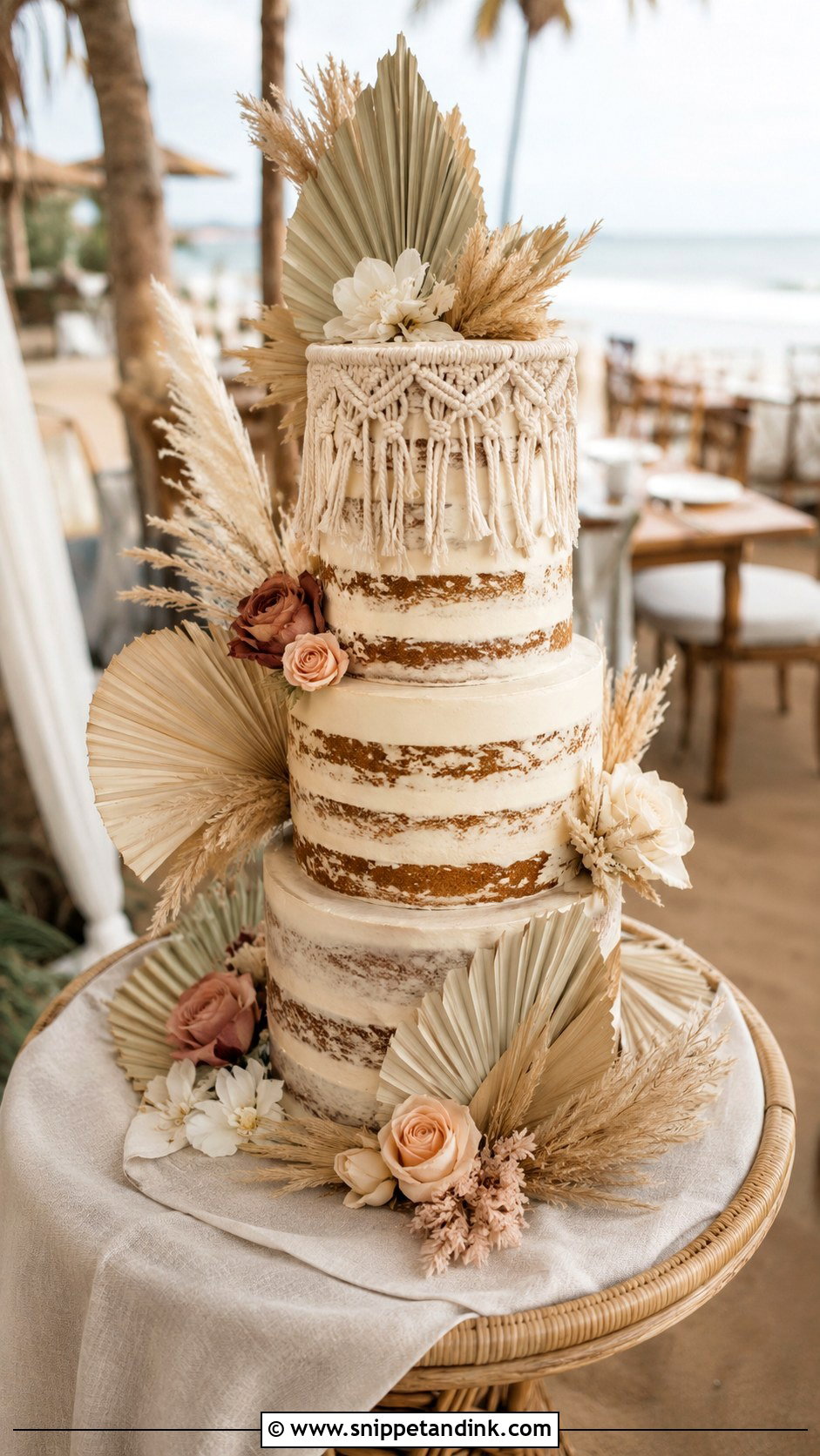 Boho Beach Wedding Cake - Snippet and Ink - 20 Beach Wedding Cake Ideas