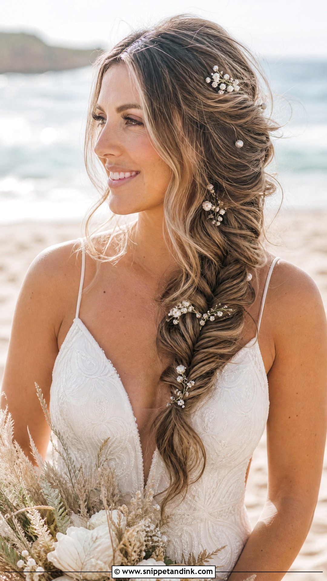 Boho Beach Wedding Fishtail Braid - Snippet and Ink - 15 Boho Beach Wedding Hair Ideas
