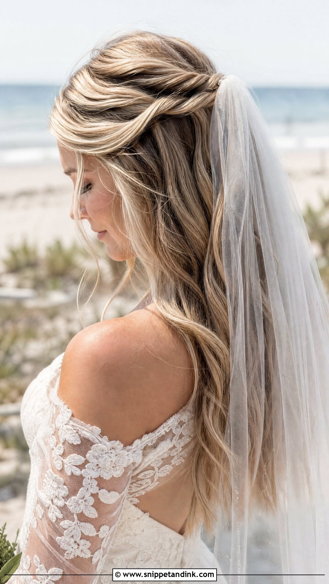 Boho Beach Wedding Hair With Veil - Snippet and Ink - 15 Boho Beach Wedding Hair Ideas
