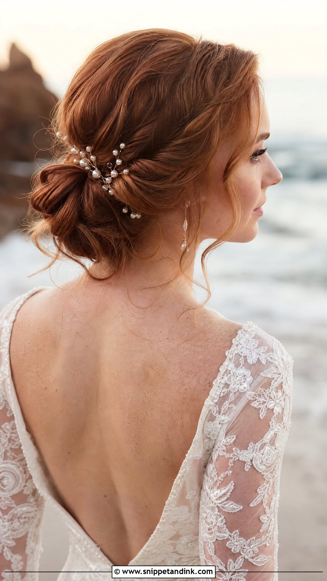Boho Beach Wedding Low Bun - Snippet and Ink - 15 Boho Beach Wedding Hair Ideas