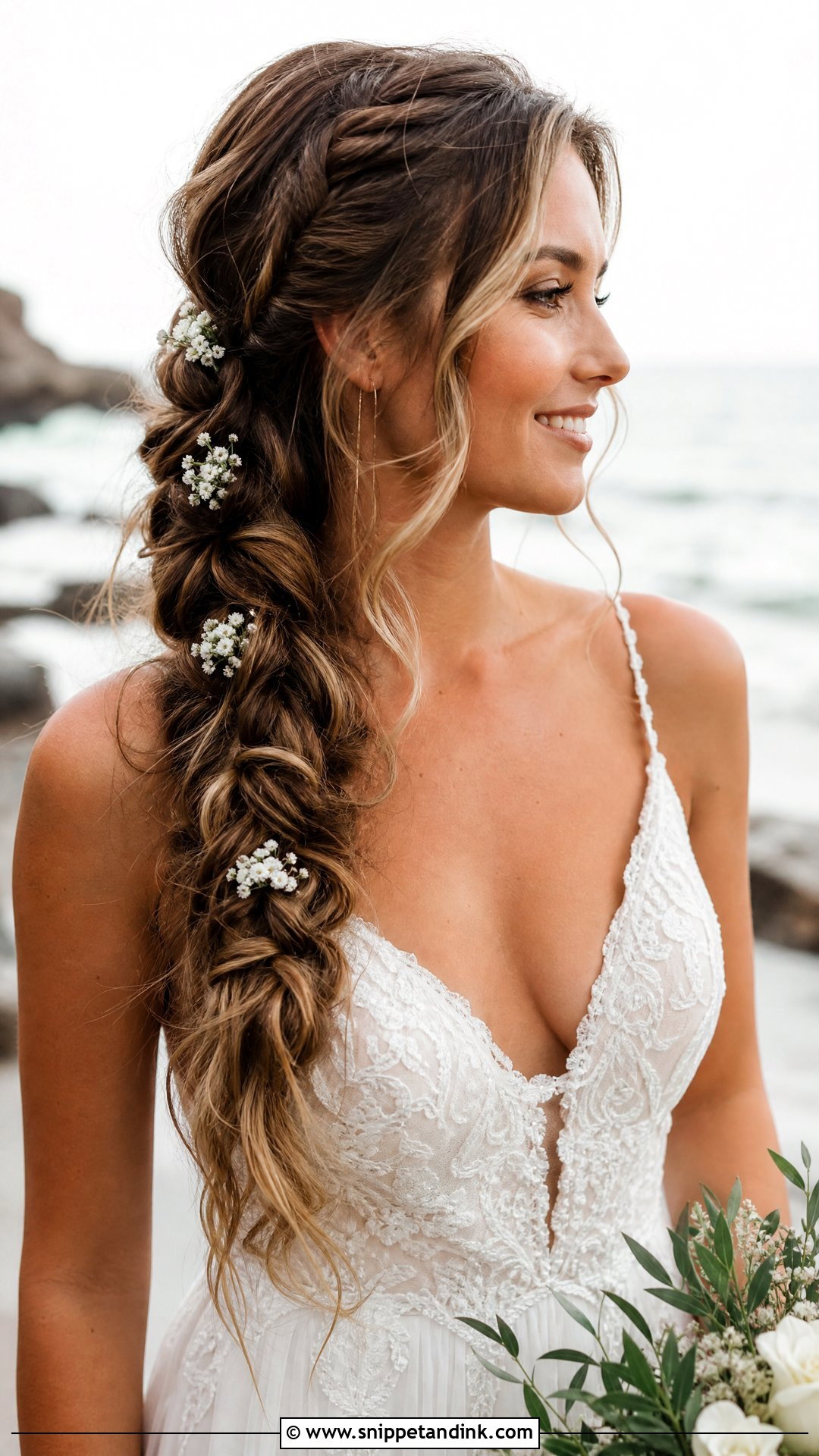 Boho Beach Wedding Side Braid - Snippet and Ink - 15 Boho Beach Wedding Hair Ideas