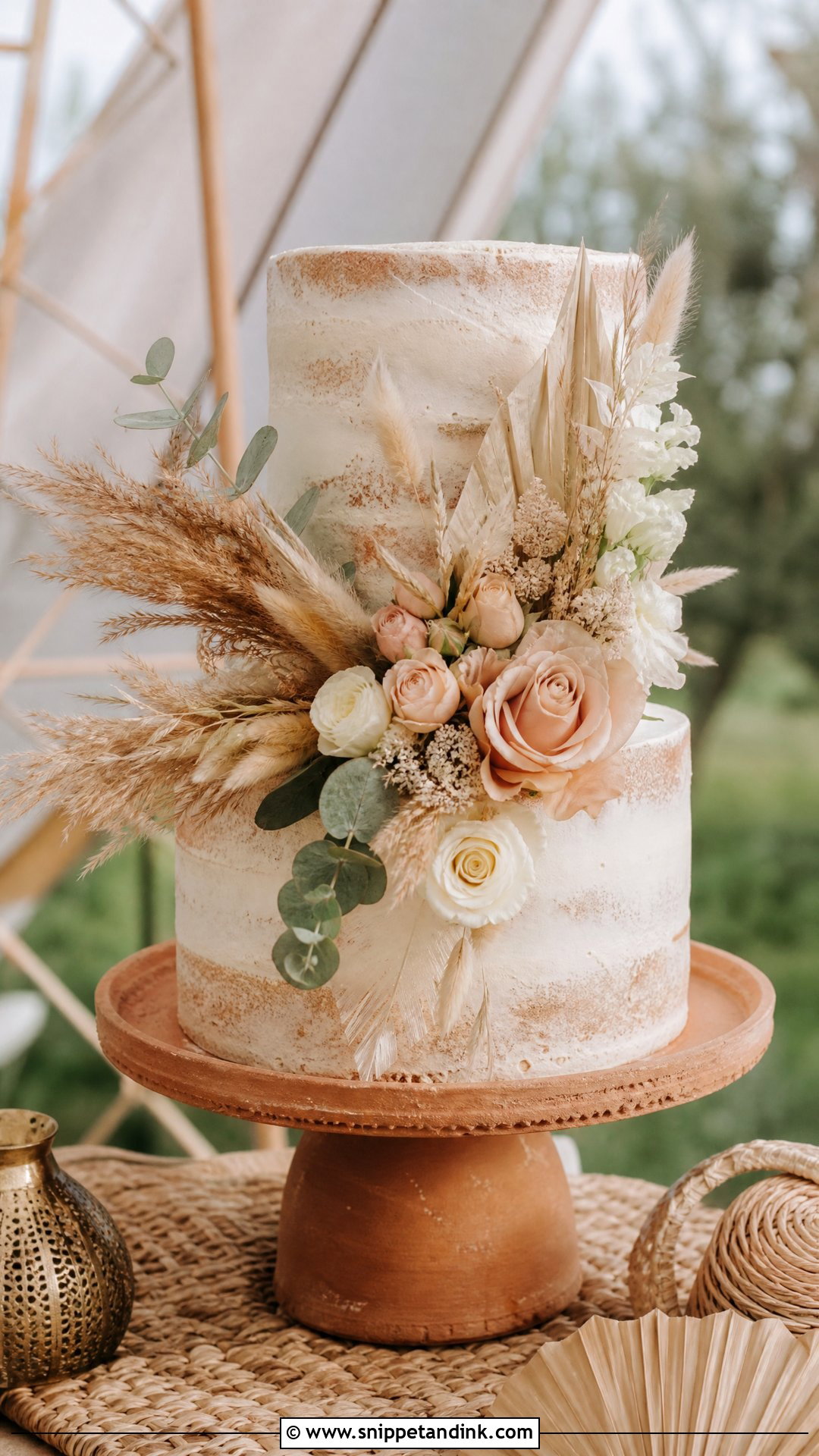 Boho Bouquet Wedding Cake - Snippet and Ink - 30 Cake Bouquet Ideas for Wedding