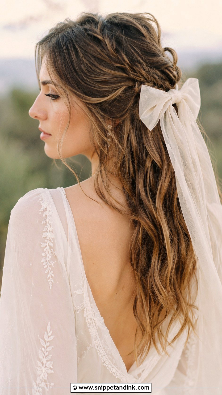 Boho Bow Bridal Hairstyle - Snippet and Ink - 20 Bridal Hair Bow Ideas