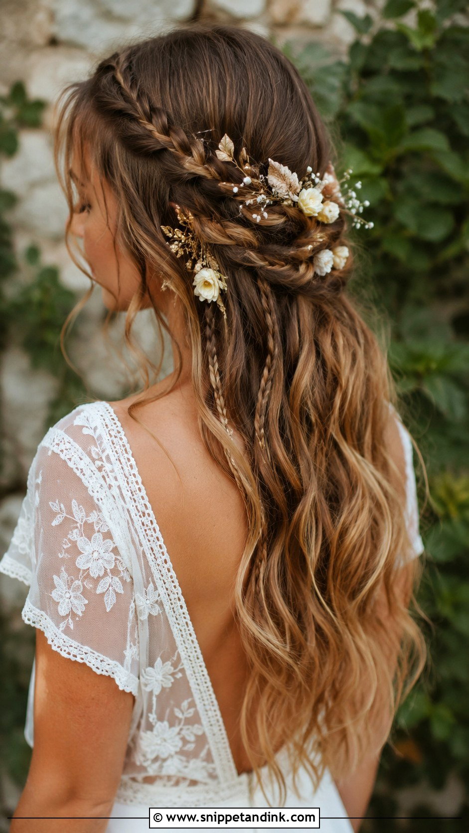 Boho Braid And Waves Wedding Hair - Snippet and Ink - 20 Down Do Wedding Hair Ideas