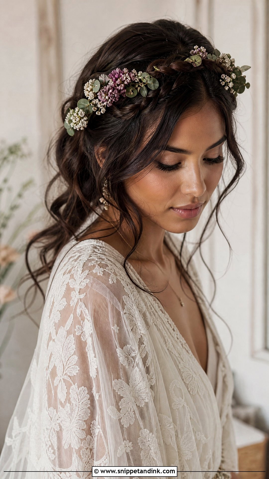 Boho Braid Crown With Flowers - Snippet and Ink - 20 Bridal Crown Hairstyles