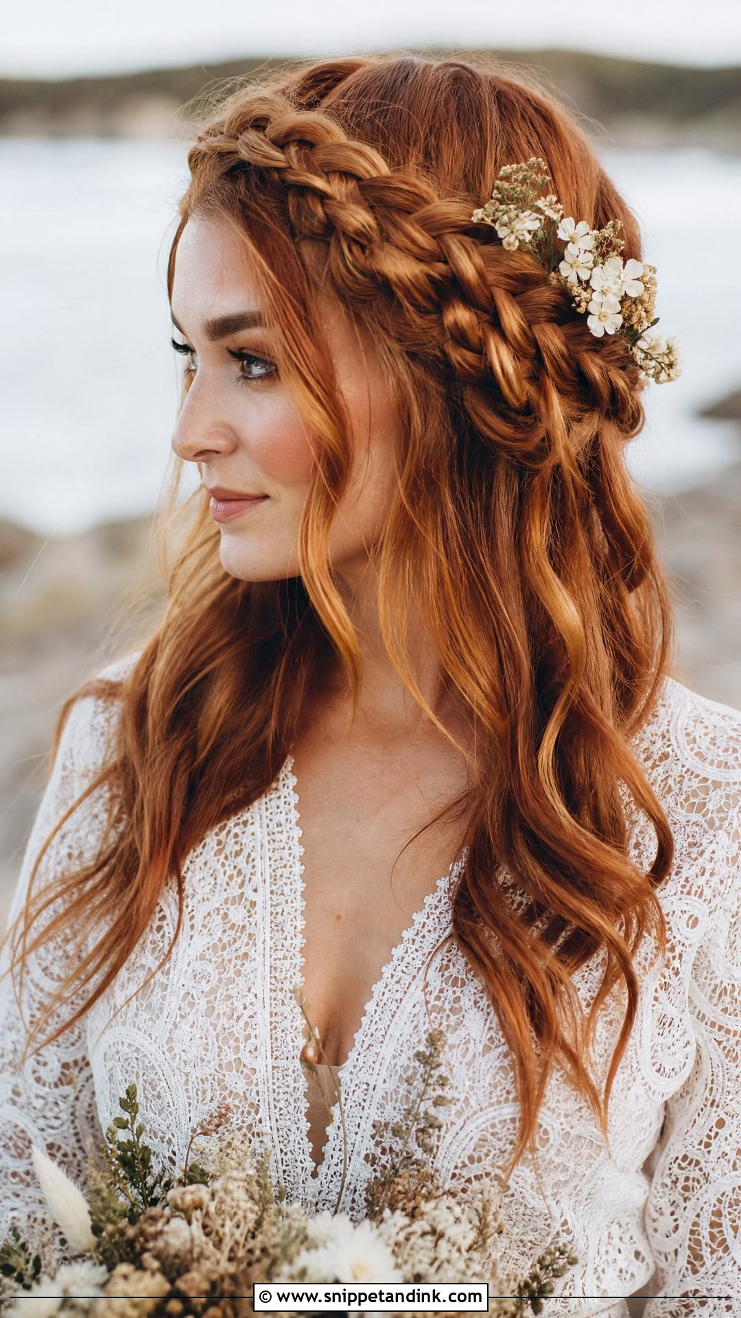 Boho Braid Crown - Snippet and Ink - 20 Mid Length Wedding Hair Ideas