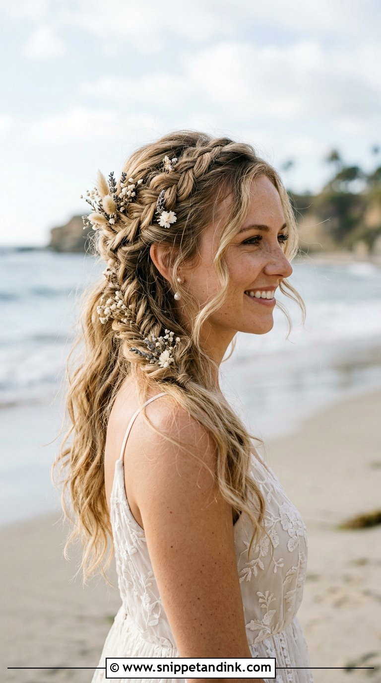 Boho Braid Half Up Wedding Hair - Snippet and Ink - 20 Braided Half-Up Half-Down Wedding Hair Ideas