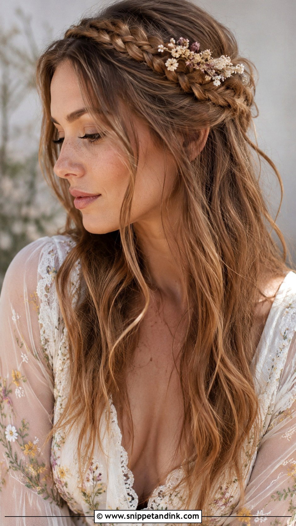 Boho Braid Headband With Loose Waves - Snippet and Ink - 30 Hair Down Wedding Styles