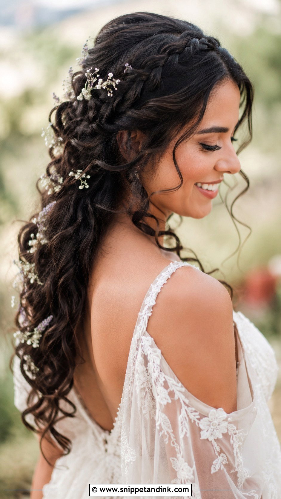 Boho Braid Wedding Hairstyle With Curls - Snippet and Ink - 30 Bride Wedding Hair Styles