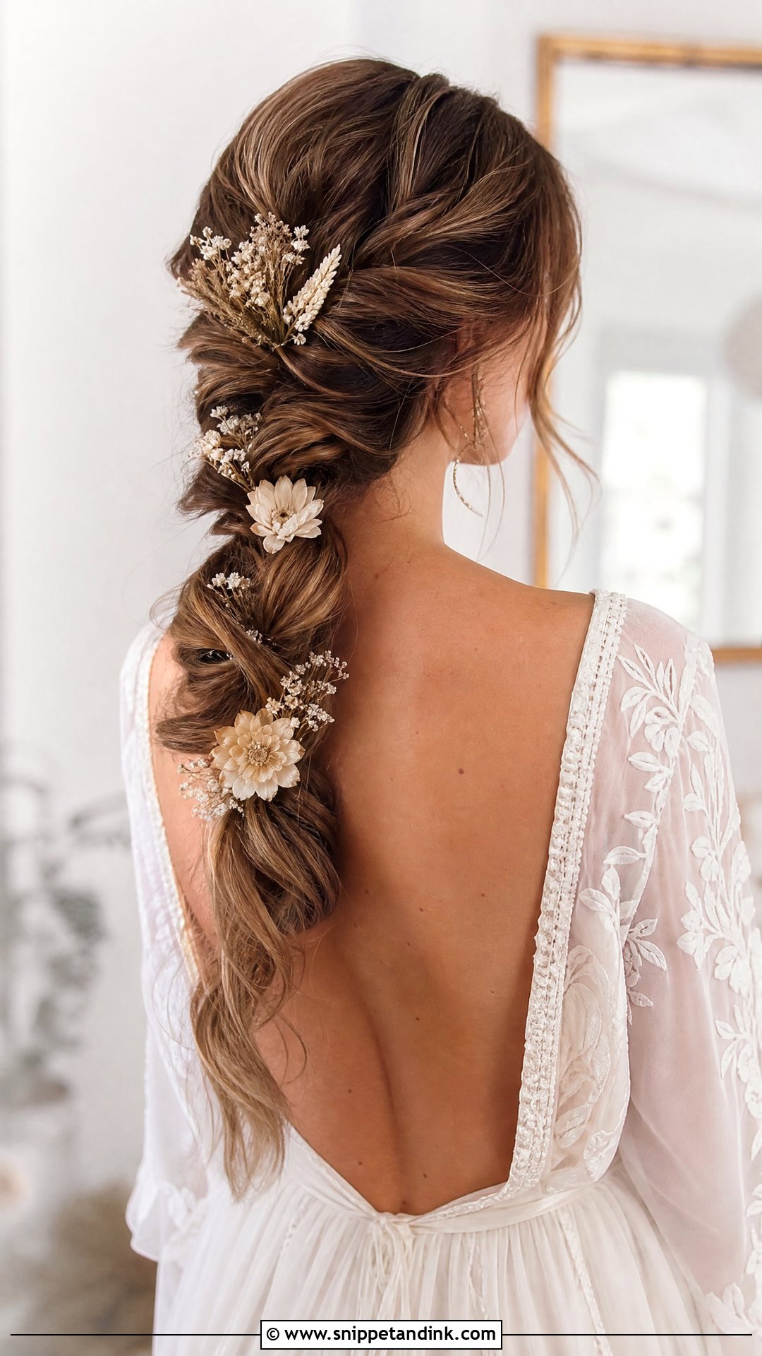 Boho Braid With Flower Hair Pins - Snippet and Ink - 15 Flower Hair Pins Wedding Ideas