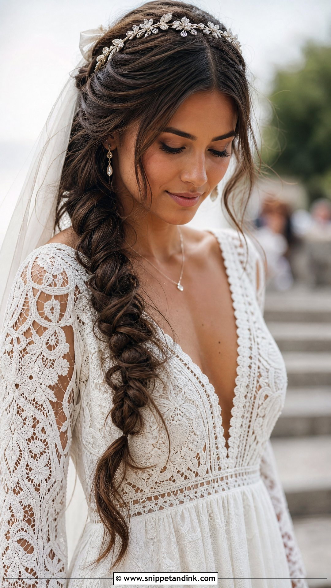 Boho Braid With Headband And Veil - Snippet and Ink - 20 Wedding Hairstyles with Headband