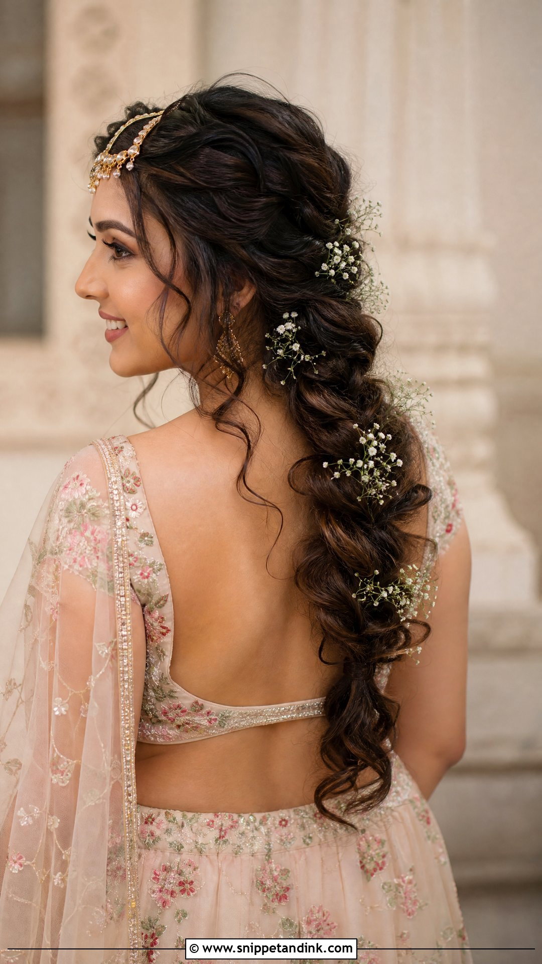 Boho Braid with Babys Breath - Snippet and Ink - 20 Indian Wedding Braids Bridal Hairstyle