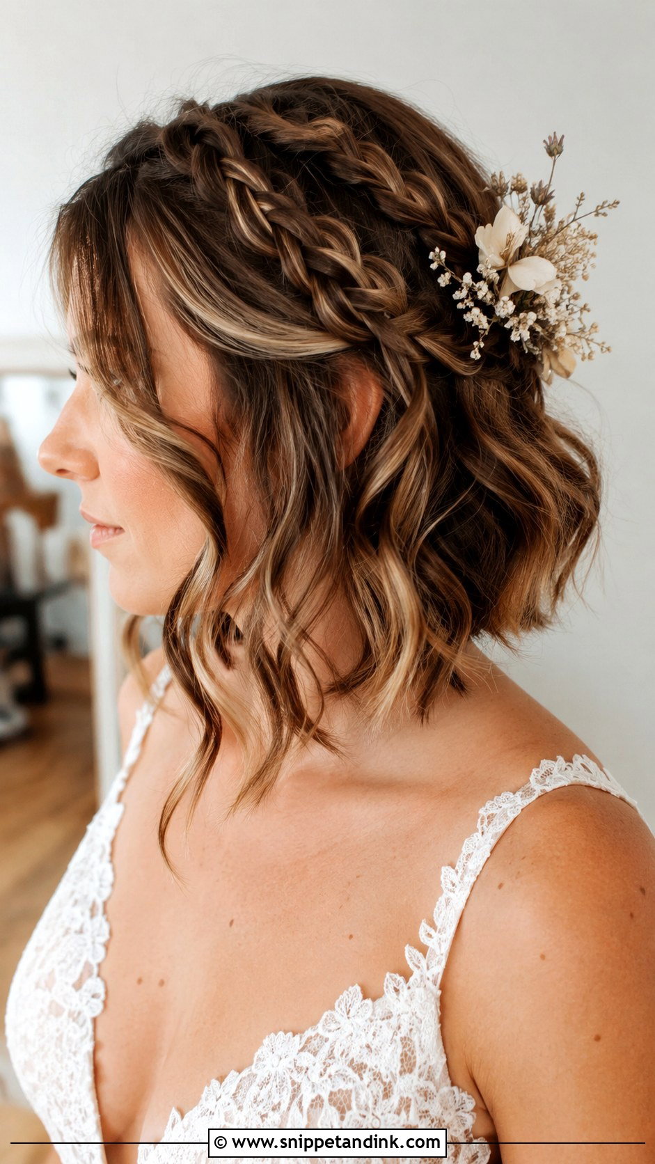Boho Braided Bob - Snippet and Ink - 30 Short Wedding Hairstyles