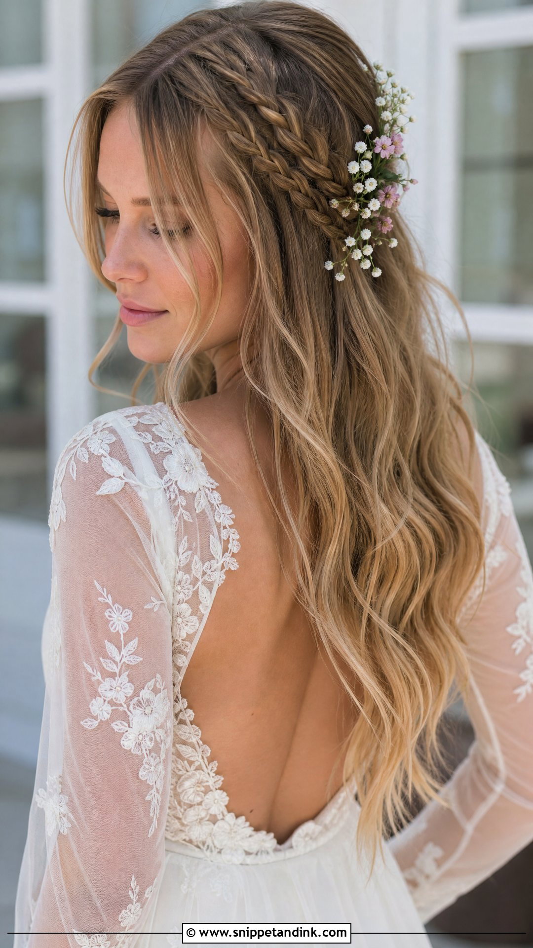 Boho Braided Bridal Hair Down - Snippet and Ink - 20 Medium Length Bridal Hair Down Ideas