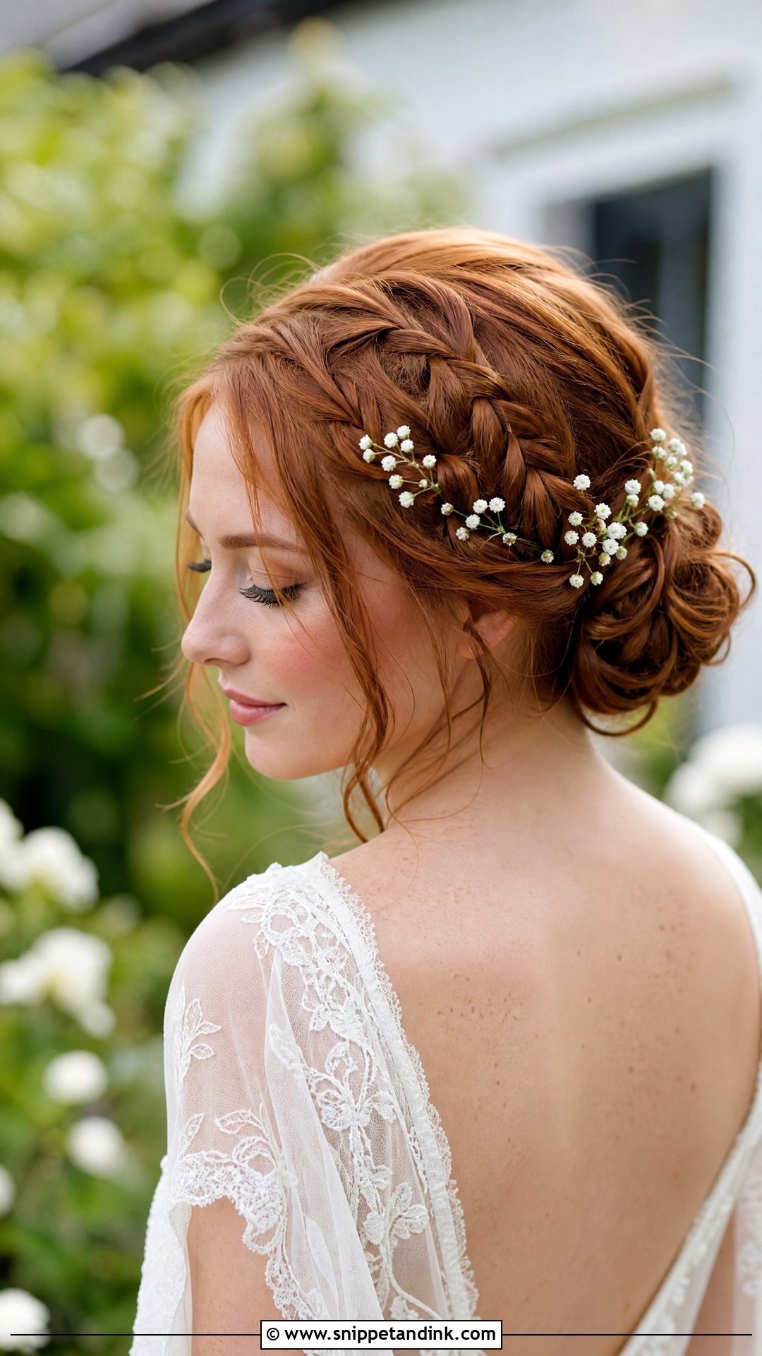 Boho Braided Bun With Babys Breath - Snippet and Ink - 20 Boho Braids Wedding