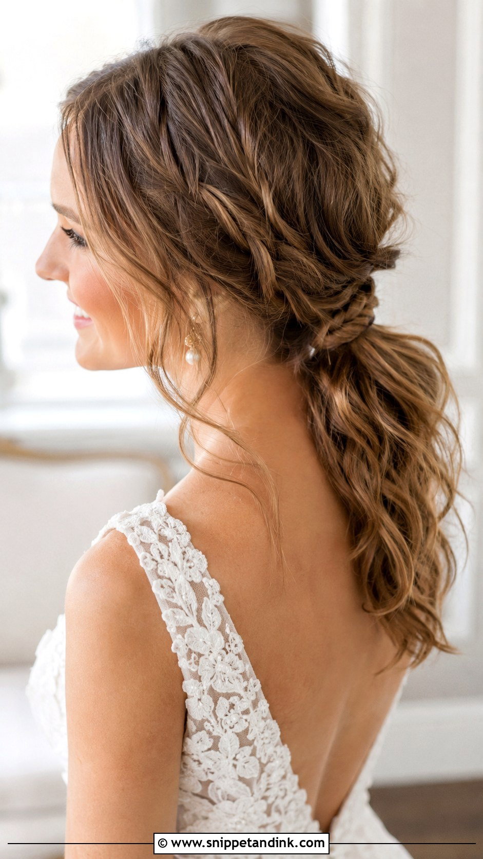 Boho Braided Bun With Tendrils Wedding Hairstyle - Snippet and Ink - 25 Boho Braid Wedding Hair Ideas