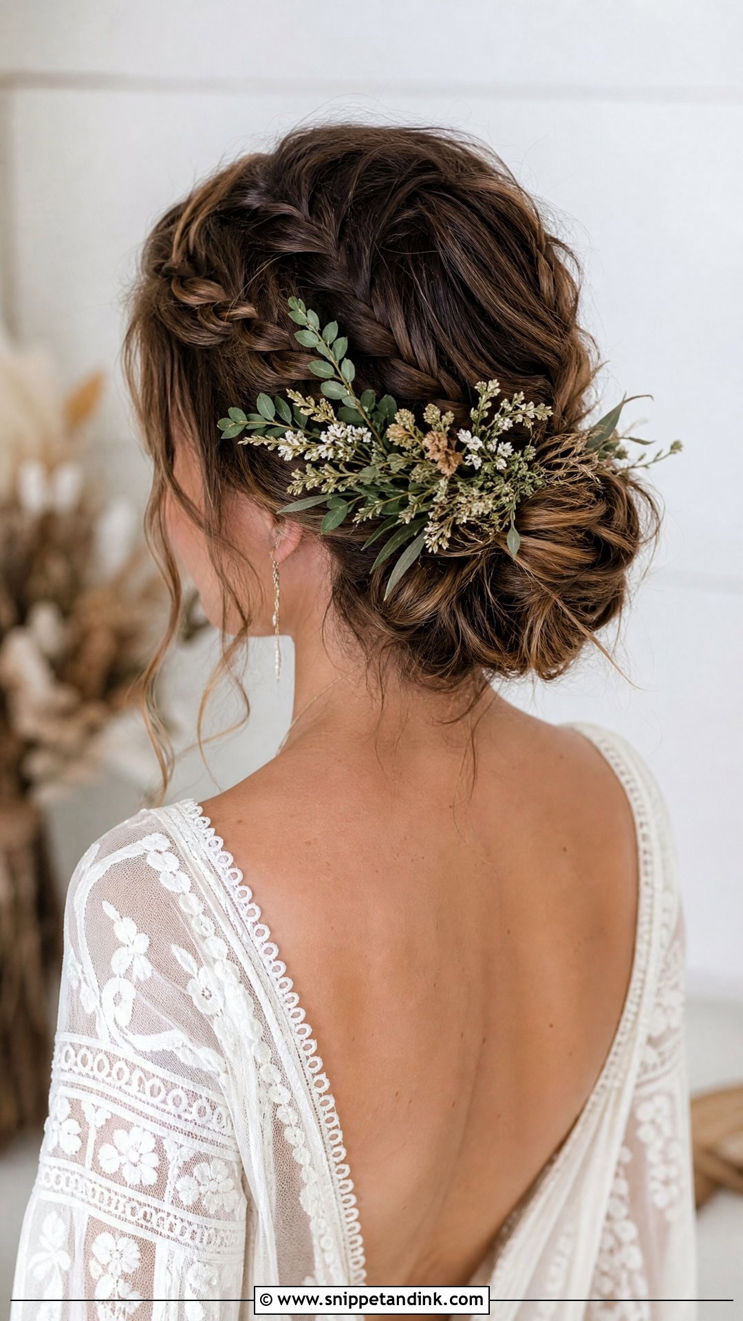 Boho Braided Bun for Short Hair - Snippet and Ink - 20 Short Hair Wedding Updo Ideas
