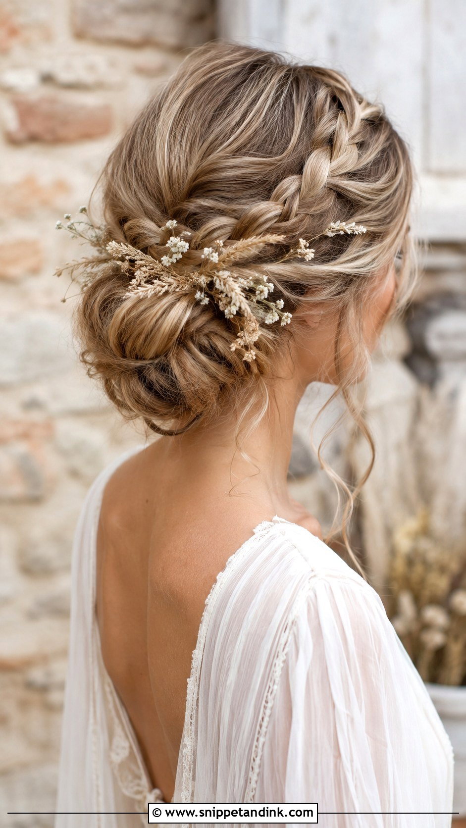 Boho Braided Chignon for Sandy Blonde Hair - Snippet and Ink - 25 Blonde Wedding Hairstyles