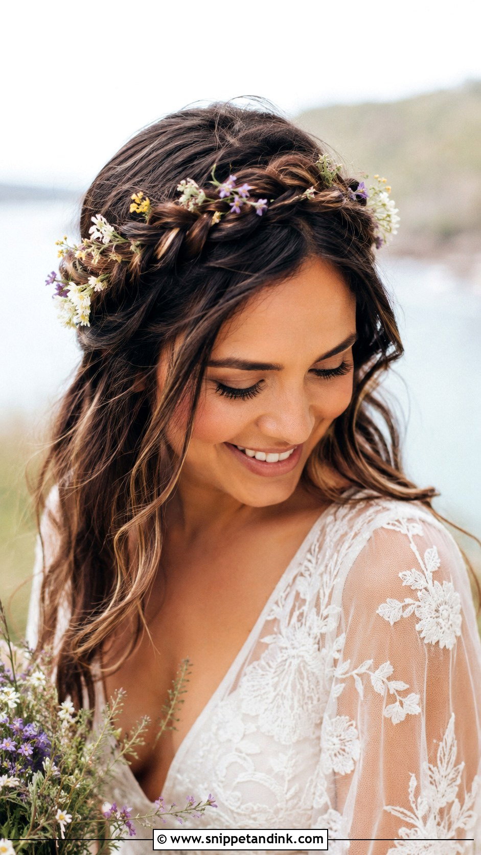 Boho Braided Crown - Snippet and Ink - 20 Long Hair Bride Hairstyles