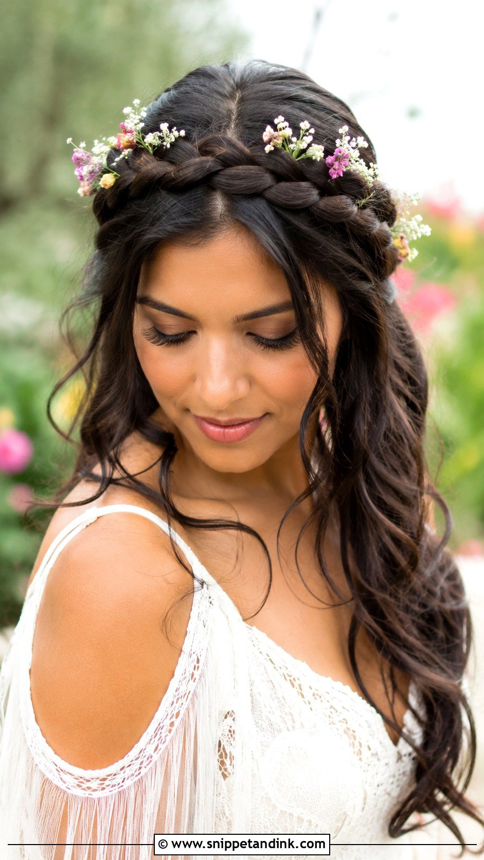 Boho Braided Crown - Snippet and Ink - 20 Brunette Bride Hairstyles