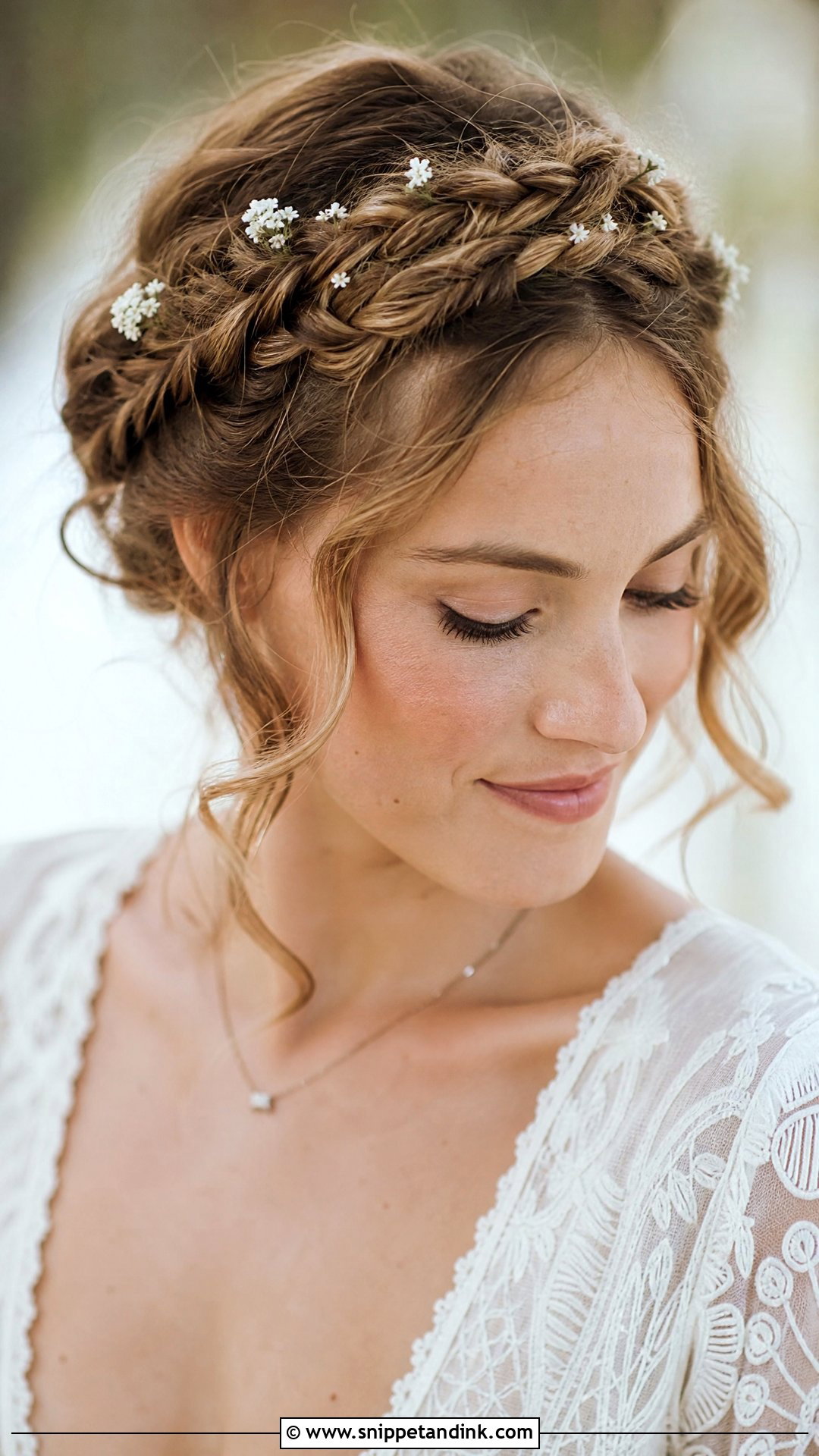 Boho Braided Crown - Snippet and Ink - 20 Easy Short Hair Wedding Guest Updo Ideas