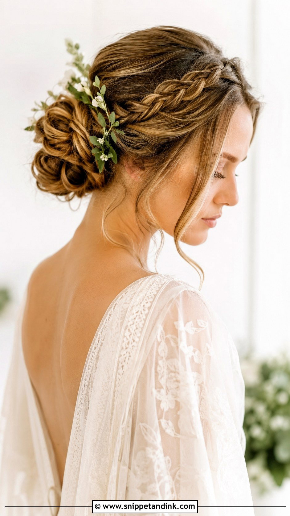 Boho Braided Crown Bun - Snippet and Ink - 30 Bridal Hair Buns