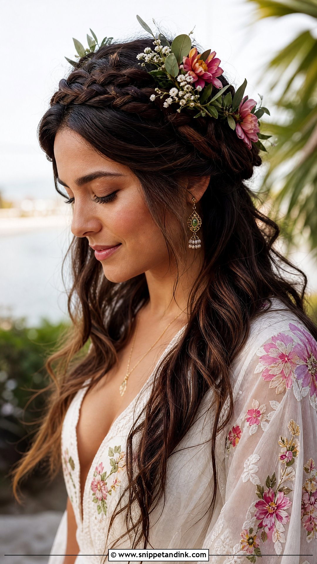Boho Braided Crown Updo - Snippet and Ink - 20 Long Hair Wedding Hair Styles