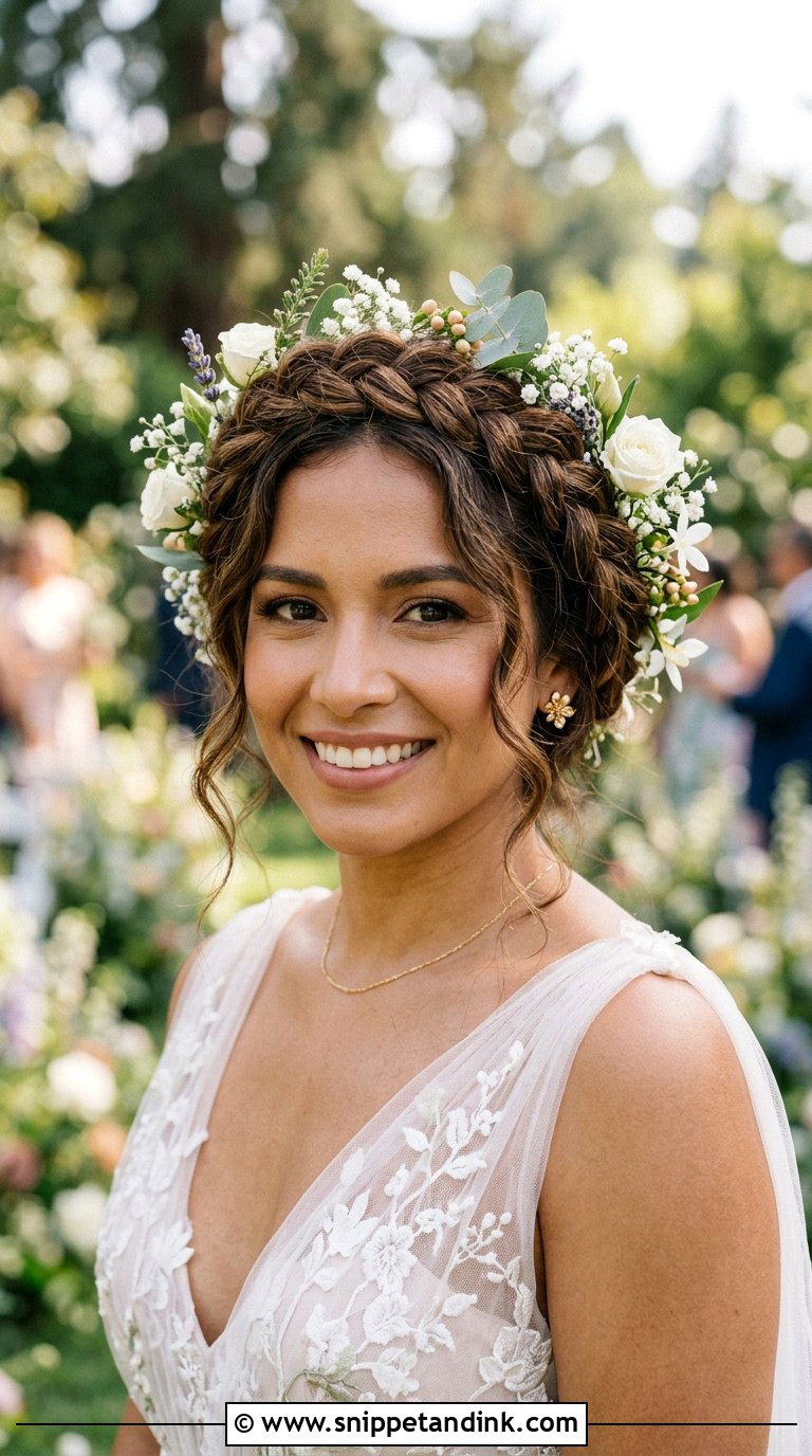 Boho Braided Crown Updo - Snippet and Ink - 20 Bridal Hair Do Ideas