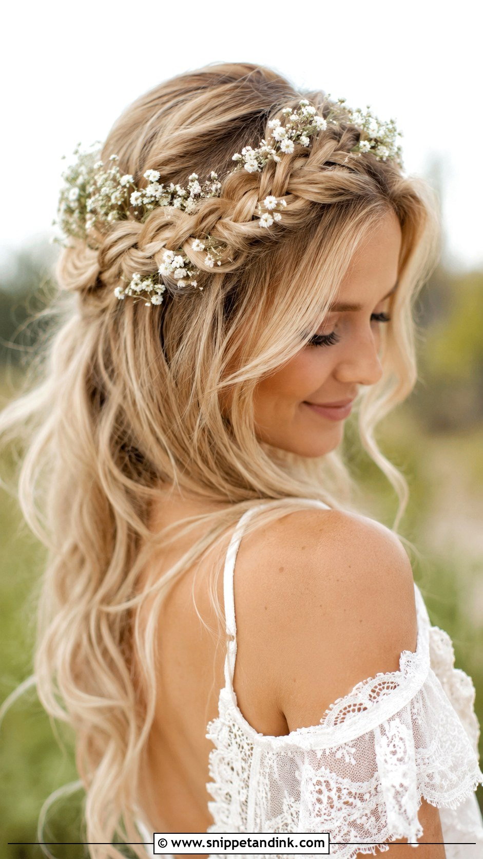 Boho Braided Crown Wedding Hairstyle - Snippet and Ink - 25 Elegant Wedding Hairstyles for Long Hair