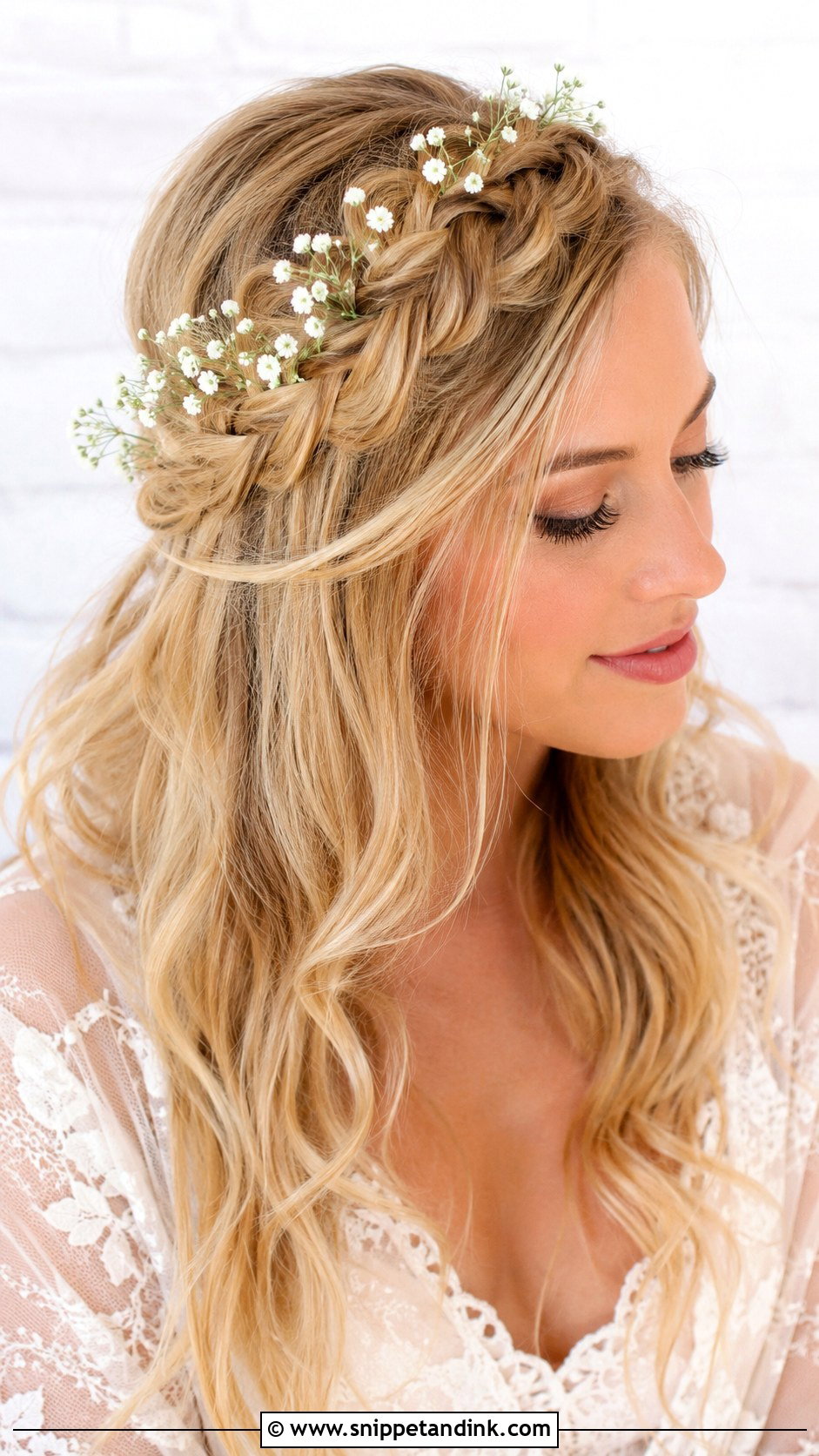 Boho Braided Crown With Hair Down - Snippet and Ink - 25 Wedding Hairstyles for Long Hair Down