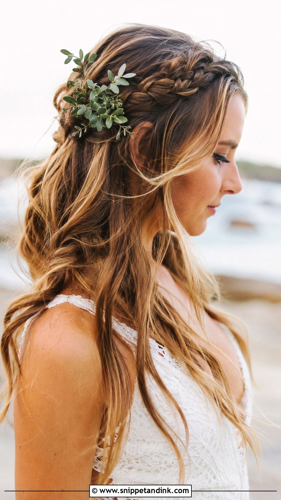 Boho Braided Crown With Loose Hair - Snippet and Ink - 25 Wedding Hair Braid Ideas