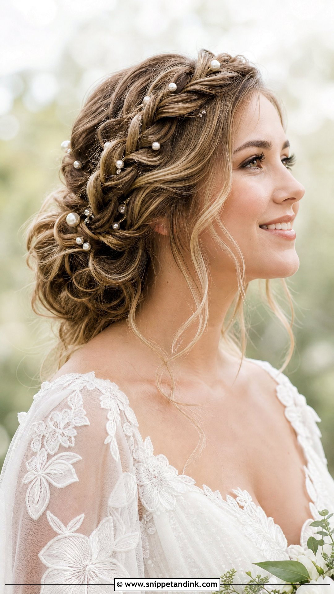 Boho Braided Crown With Pearls - Snippet and Ink - 20 Wedding Hair with Pearls Ideas