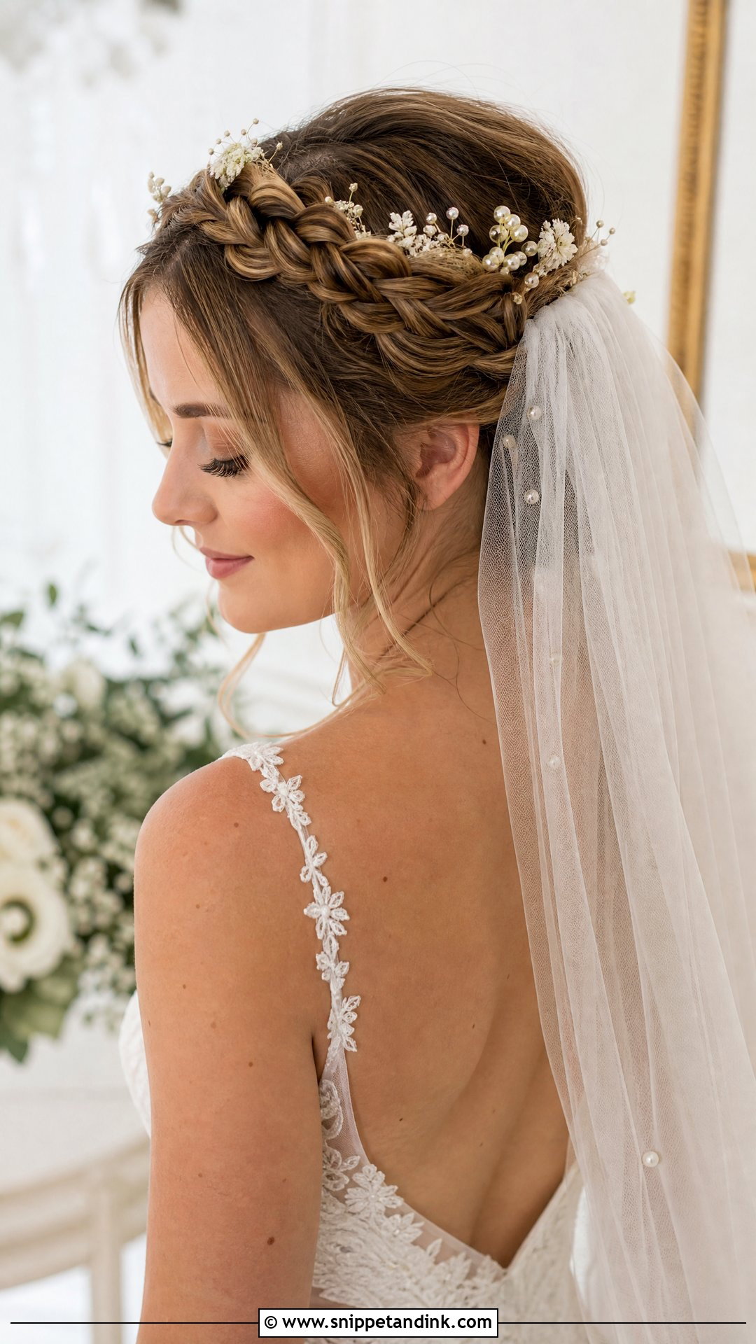 Boho Braided Crown With Veil - Snippet and Ink - 20 Boho Braids Wedding