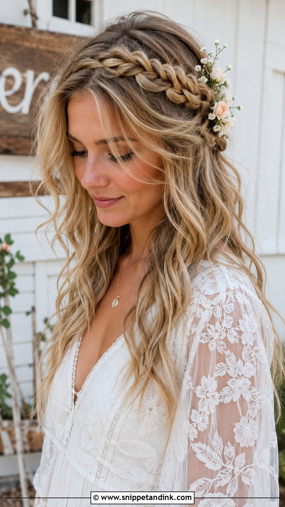 Boho Braided Crown With Waves - Snippet and Ink - 25 Simple Engagement Hairstyles