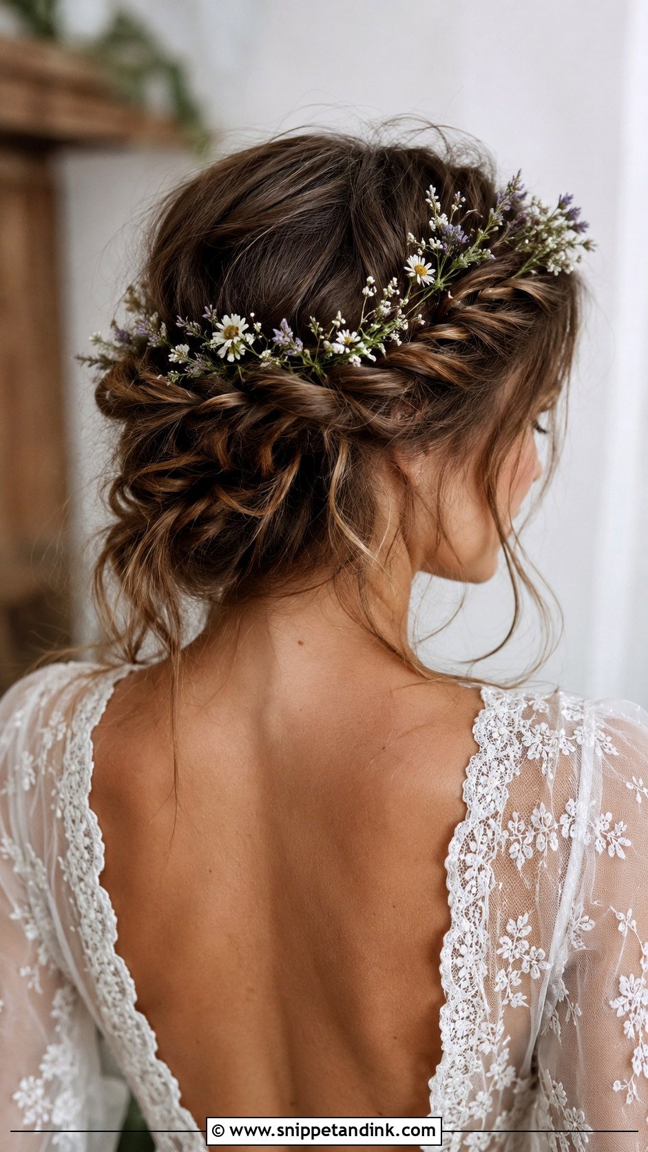 Boho Braided Crown for Medium Hair - Snippet and Ink - 20 Medium Hair Wedding Ideas