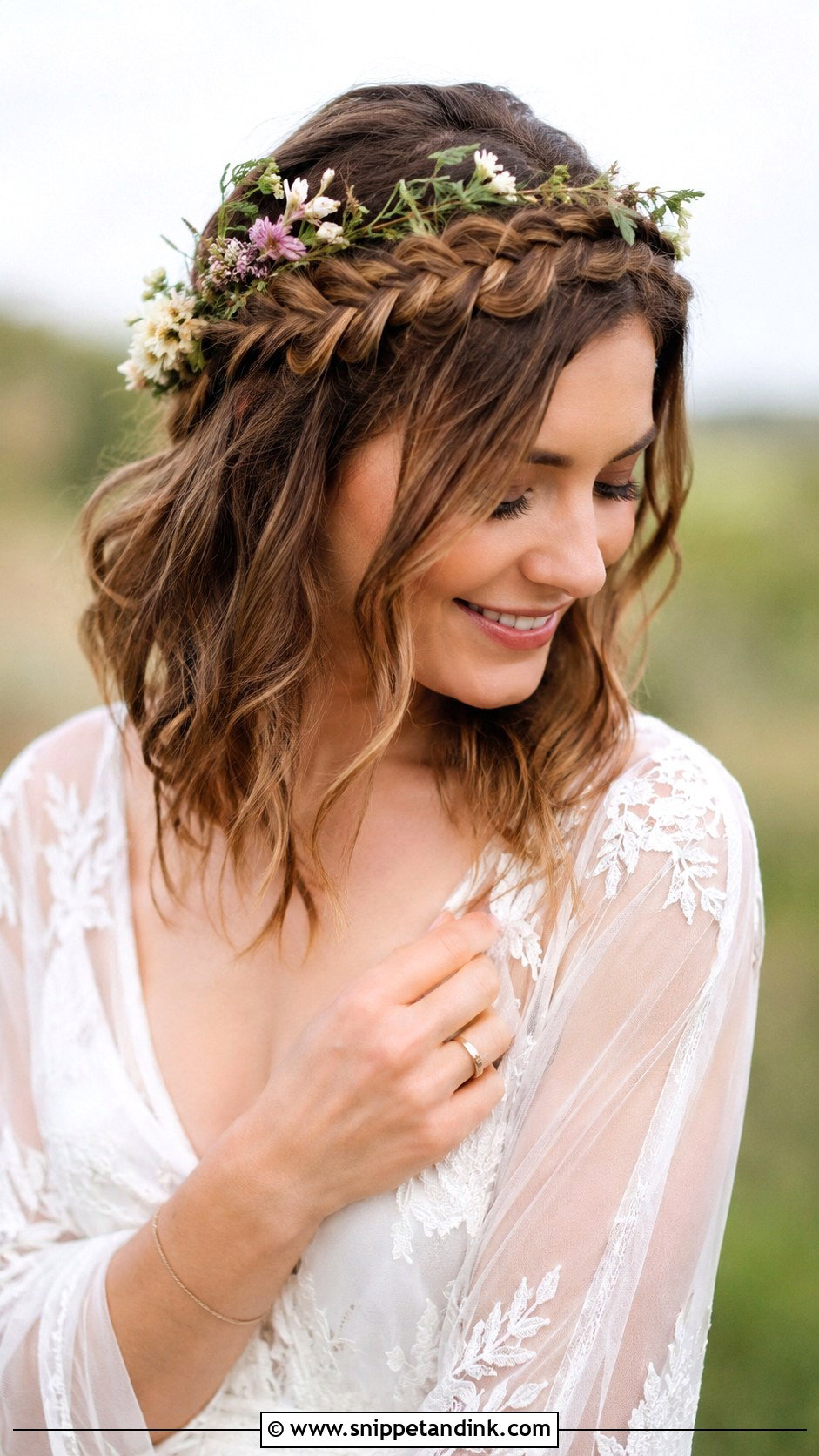 Boho Braided Crown for Medium Length Wedding Hair - Snippet and Ink - 25 Hairstyles for Medium Length Hair Wedding