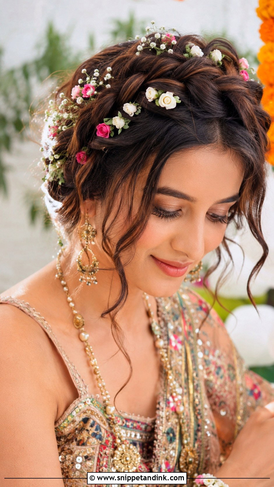 Boho Braided Crown for Mehndi - Snippet and Ink - 20 Pre Wedding Hairstyles