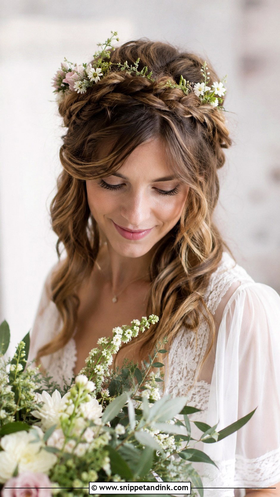 Boho Braided Crown for Wedding - Snippet and Ink - 20 Haircut for Wedding Ideas